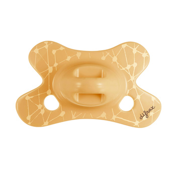 Difrax Smoczek uspokajający niemowląt 0-6 mies., Okrągły, Apricot Grid