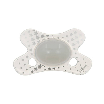 Difrax Smoczek uspokajający niemowląt 0-6 mies., Okrągły, Świecący w nocy