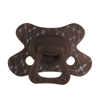 Difrax Smoczek uspokajający dla niemowląt, 6 mies.+, Okrągły, Chocolate grid
