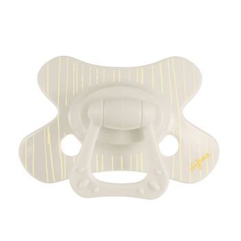 Difrax Smoczek uspokajający dla niemowląt, 6 mies.+, Okrągły, Popcorn lines